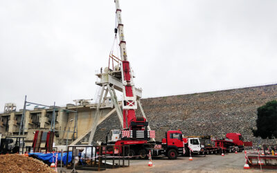 Montage d’un portique au Barrage de Nangbeto