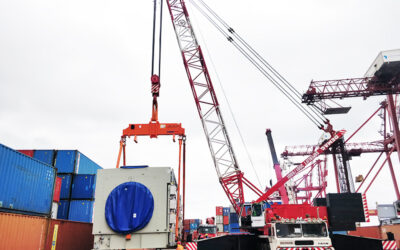 Transport et déchargement d’une turbine de 132 tonnes