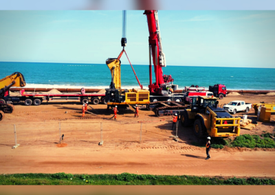 Démontage pelle mécanique hydraulique de 120 Tonnes Agbodranfo plage Togo