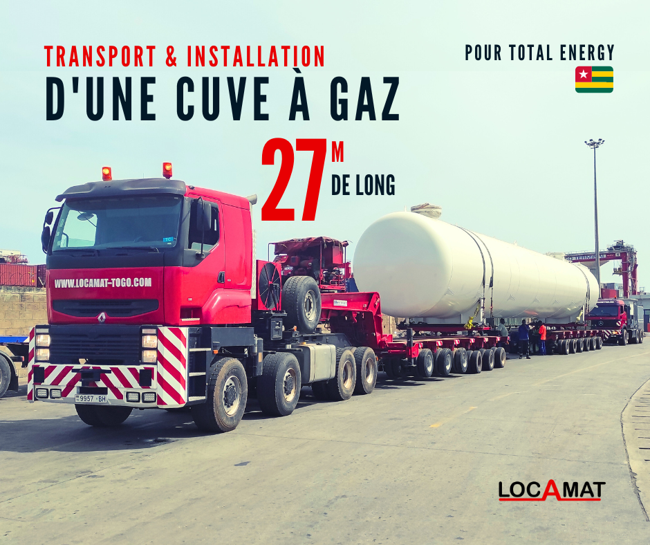Transport & installation d'une nouvelle cuve à Gaz de 27m pour Total Energy