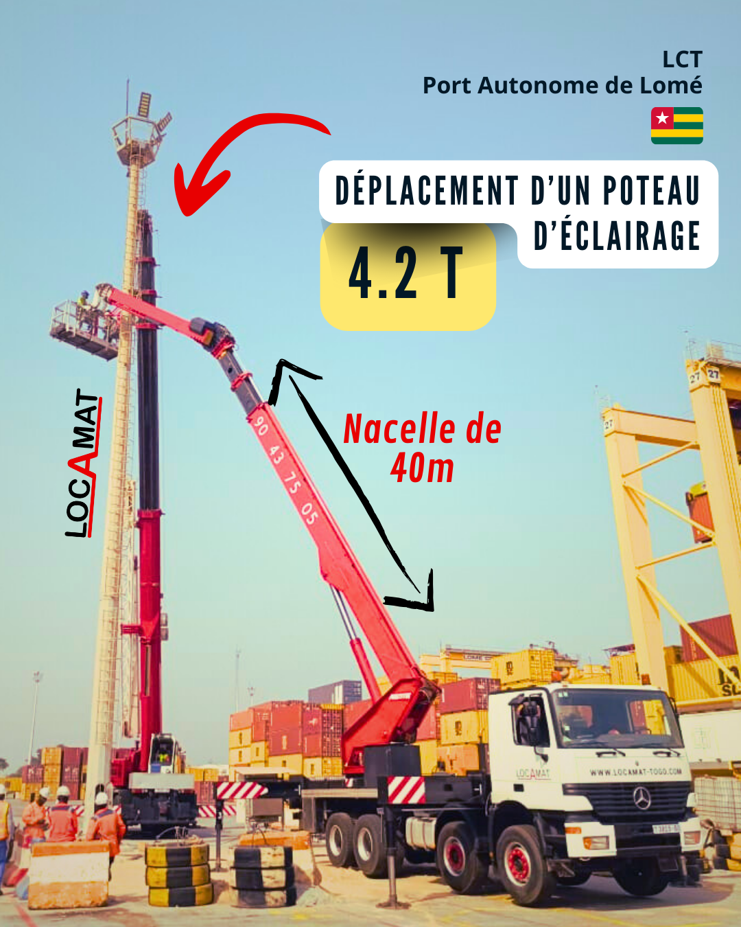 1. Déplacement poteau d'éclairage au port de lomé